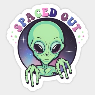 "Spaced Out" Green Alien Sticker